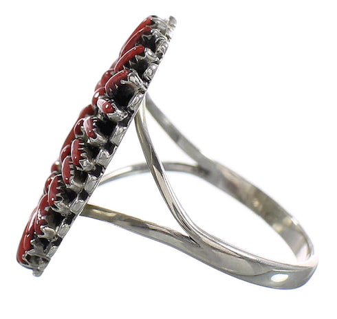 Sterling Silver And Red Oyster Shell Ring Size 5-3/4 AS54526